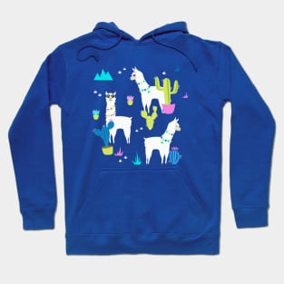 Summer Llama Pattern in Neon Hoodie